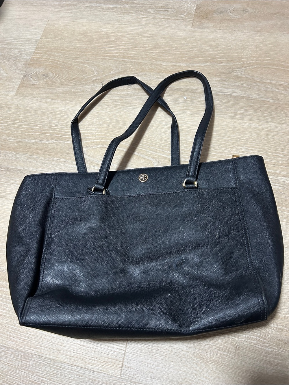 Tory Burch Black Tote with Gold Emblem